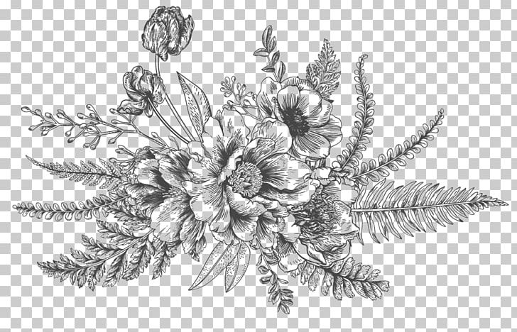 Drawing Flower Bouquet Floral Design PNG, Clipart, Art, Artwork, Black And White, Botanical Illustration, Botany Free PNG Download