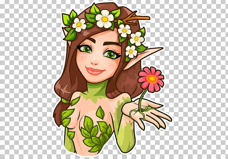 Telegram Sticker Nymph Fairy Hermes PNG, Clipart, Artwork, Brown, Face, Fictional Character, Flower Free PNG Download