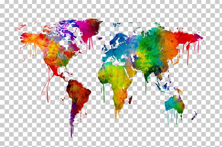 World Map Watercolor Painting Art PNG, Clipart, Art, Art Museum, Canvas, Canvas Print, Computer Wallpaper Free PNG Download