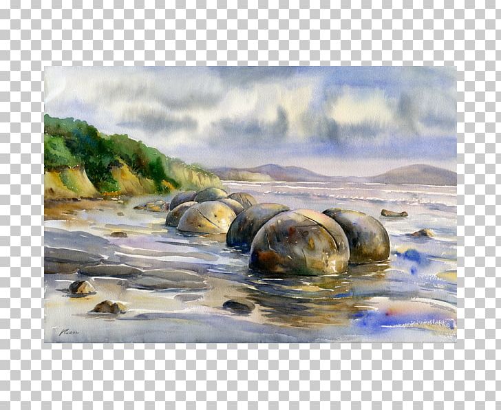 Watercolor Painting Art Moeraki Boulders Beach PNG, Clipart, Abstract Art, Art, Art Museum, Boulders Beach, Coast Free PNG Download