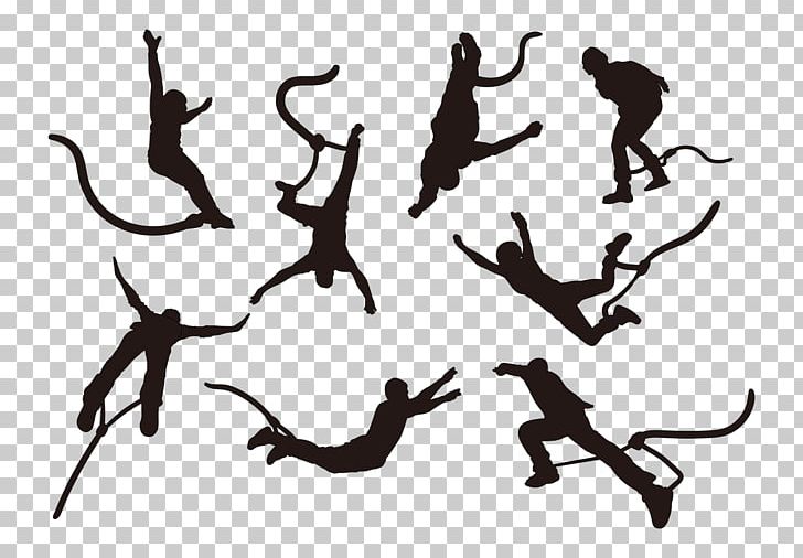 Bungee Jumping Silhouette PNG, Clipart, Animals, Black And White, Bungee Jumping, Diving, Jumping Free PNG Download