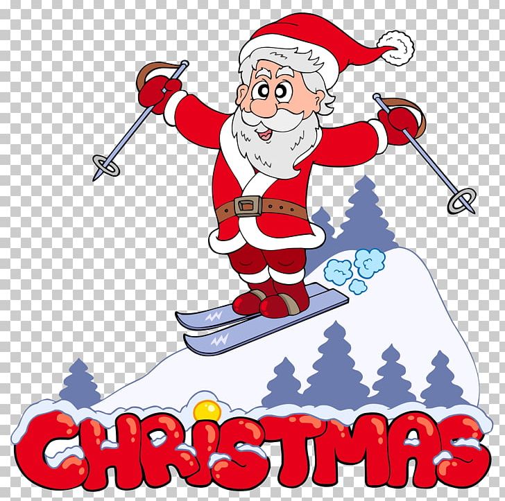 Santa Claus Skiing PNG, Clipart, Board, Boots, Cartoon, Cartoon Santa Claus, Encapsulated Postscript Free PNG Download