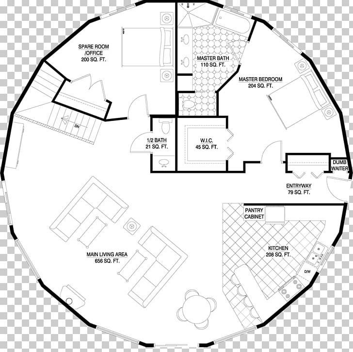 House Plan Floor Plan Interior Design Services Monolithic Dome PNG, Clipart, Angle, Area, Black And White, Circle, Deltec Homes Free PNG Download