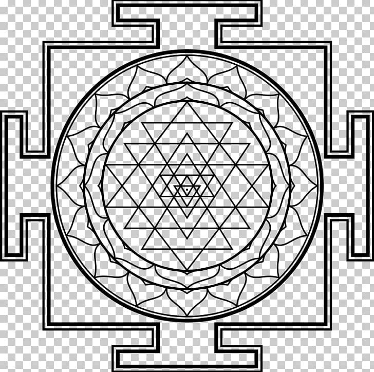 Sri Yantra Shiva Mandala PNG, Clipart, Area, Bindu, Black And White, Chakra, Circle Free PNG Download
