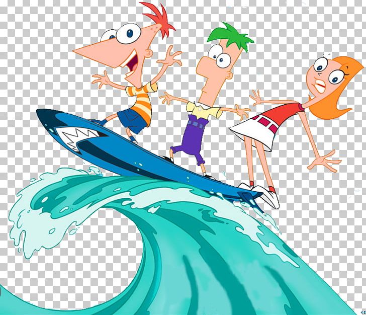 Phineas and Ferb surfing on Perry's back - Drawception