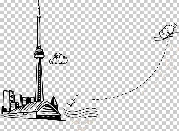 CN Tower Drawing Eiffel Tower Line Art PNG, Clipart, Area, Black, Black And White, Cn Tower, Drawing Free PNG Download