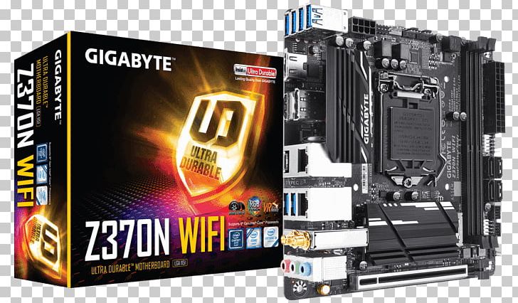 GIGABYTE Z370N WIFI LGA 1151 Intel Z370 HDMI SATA 6Gb/s USB 3.1 Mini ITX Intel Motherboard Mini-ITX Gigabyte Technology PNG, Clipart, Brand, Central Processing Unit, Coffee Lake, Computer Case, Computer Component Free PNG Download