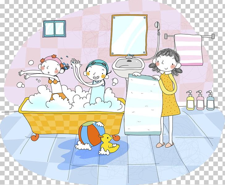 Bathing Child Illustration PNG, Clipart, Baby, Body, Cartoon, Children, Fictional Character Free PNG Download