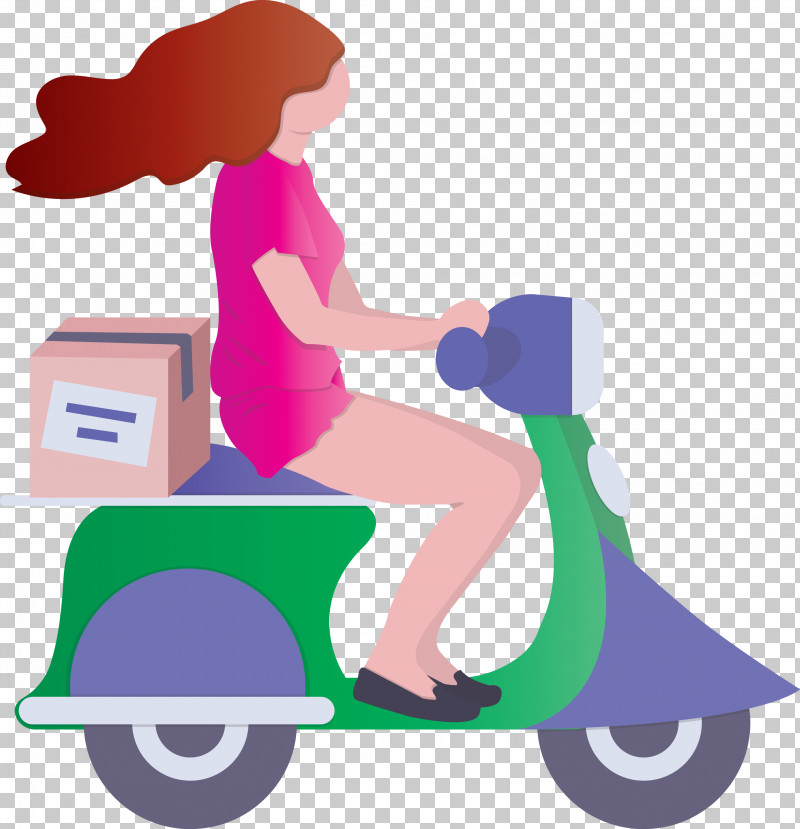 Delivery Girl PNG, Clipart, Cartoon, Delivery, Girl, Kick Scooter, Scooter Free PNG Download