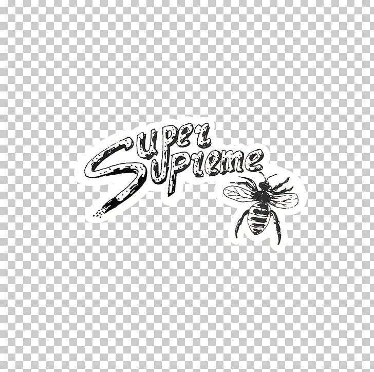 Brand Insect Supreme Sticker Logo PNG, Clipart, Black And White, Brand, Computer Font, Insect, Invertebrate Free PNG Download