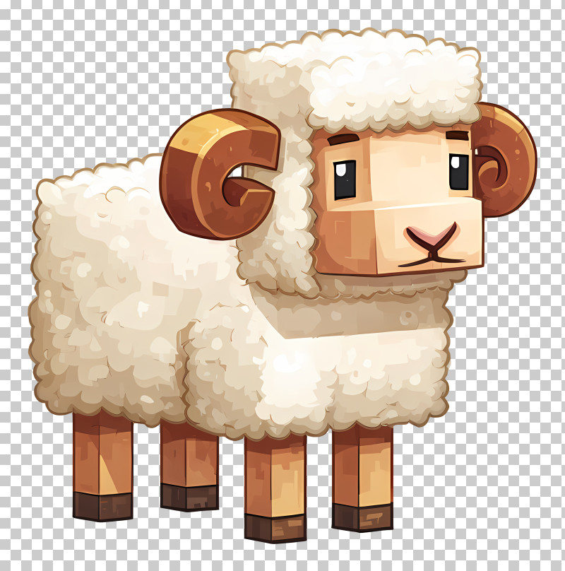 Minecraft Sheep - Pixelated Sheep With Curly Wool PNG