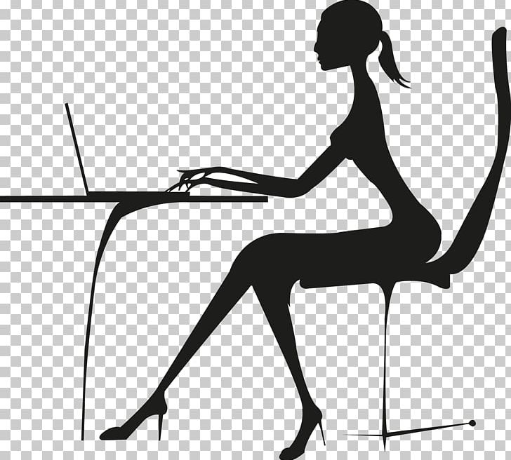 Laptop Businessperson Silhouette PNG, Clipart, Arm, Artwork, Black, Black And White, Business Girl Free PNG Download
