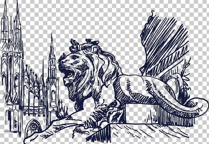 Milan Drawing Sketch PNG, Clipart, Animals, Architecture, Big Cats, Blue, Cartoon Free PNG Download