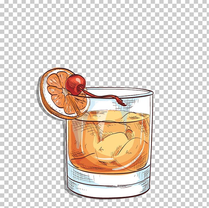 old fashioned cocktail drawing