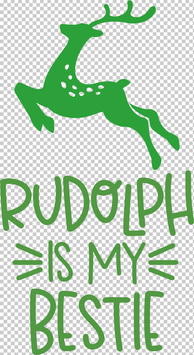 Rudolph Is My Bestie Rudolph Deer PNG, Clipart, Behavior, Christmas, Deer, Green, Leaf Free PNG Download