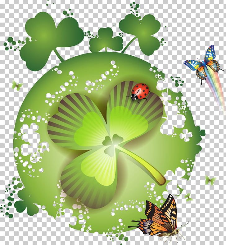 Four-leaf Clover Saint Patrick's Day PNG, Clipart, Butterfly, Clover, Color, Computer Wallpaper, Desktop Wallpaper Free PNG Download