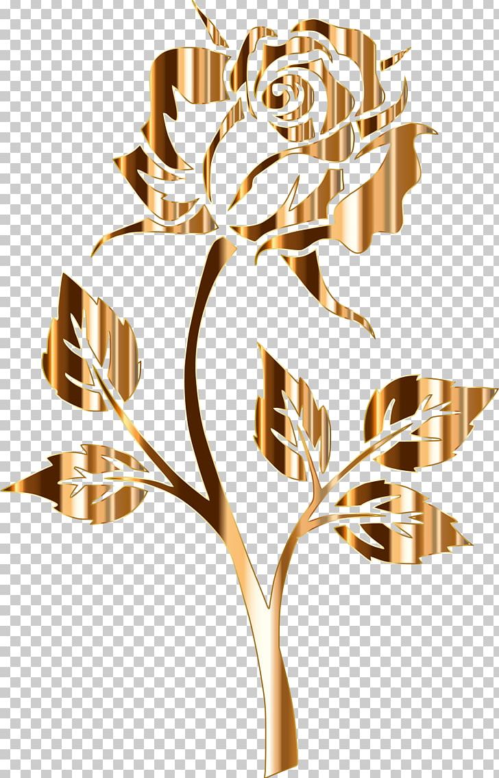 Gold Silhouette Rose PNG, Clipart, Branch, Clip Art, Color, Drawing, Floral Design Free PNG Download