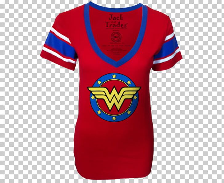 T-shirt Wonder Woman Sports Fan Jersey Sleeve PNG, Clipart, Active Shirt, Brand, Clothing, Jersey, Logo Free PNG Download
