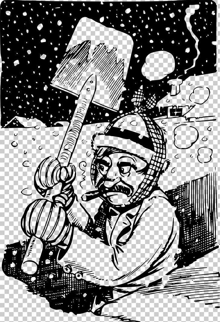 Snow Shovel Snowflake Snowman PNG, Clipart, Art, Black And White, Cartoon, Chores, Comics Free PNG Download