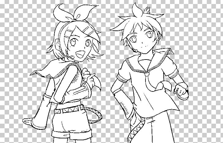 Colouring Pages Coloring Book Kagamine Rin/Len Hatsune Miku Vocaloid PNG, Clipart, Angle, Arm, Artwork, Black And White, Boy Free PNG Download