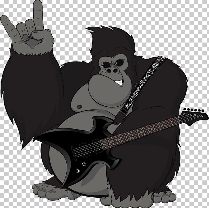 Gorilla Chimpanzee Ape Illustration PNG, Clipart, Animals, Ape, Bass, Black, Black And White Free PNG Download