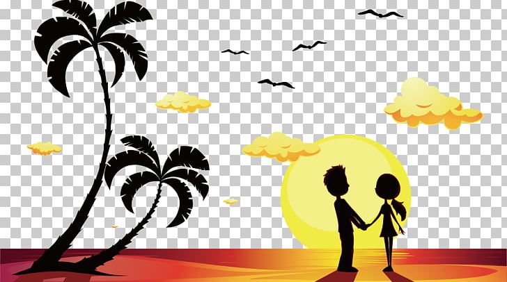 Stock Illustration Beach PNG, Clipart, Art, Branch, Cloud, Computer Wallpaper, Couple Free PNG Download