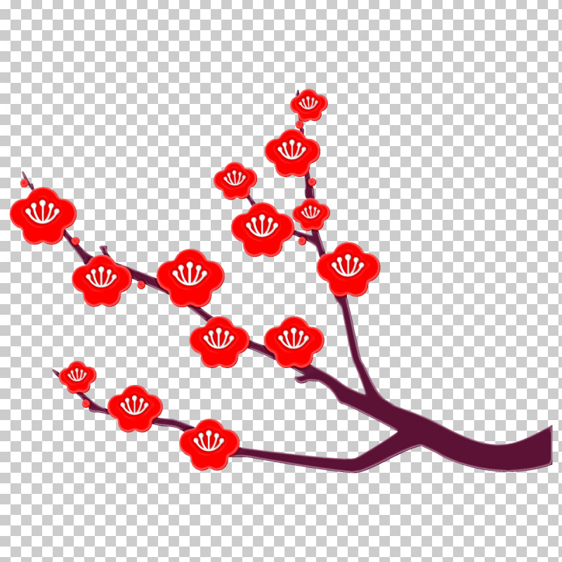 Red Branch Flower Plant PNG, Clipart, Branch, Flower, Paint, Plant, Plum Free PNG Download
