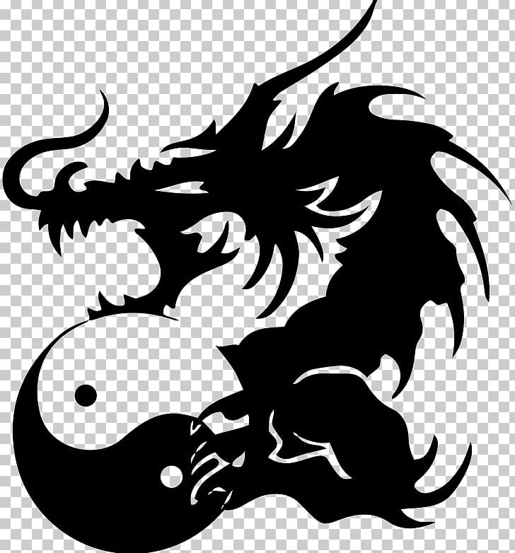 Yin And Yang Chinese Dragon Legendary Creature Decal PNG, Clipart, Art, Artwork, Black, Black And White, Blanket Free PNG Download