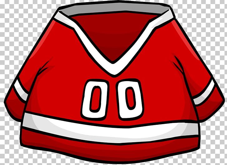 Hockey Jersey Club Penguin Red PNG, Clipart, Animals, Area, Blue, Brand, Club Penguin Free PNG Download