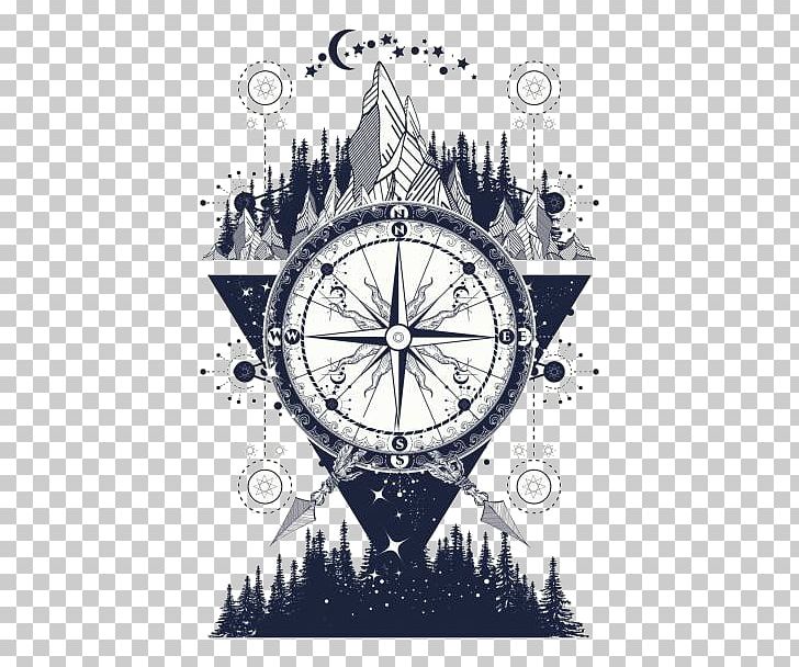 Tattoo Art Compass Graphics Graphic Design Illustration PNG, Clipart, Adventure, Adventure Travel, Art, Black And White, Circle Free PNG Download