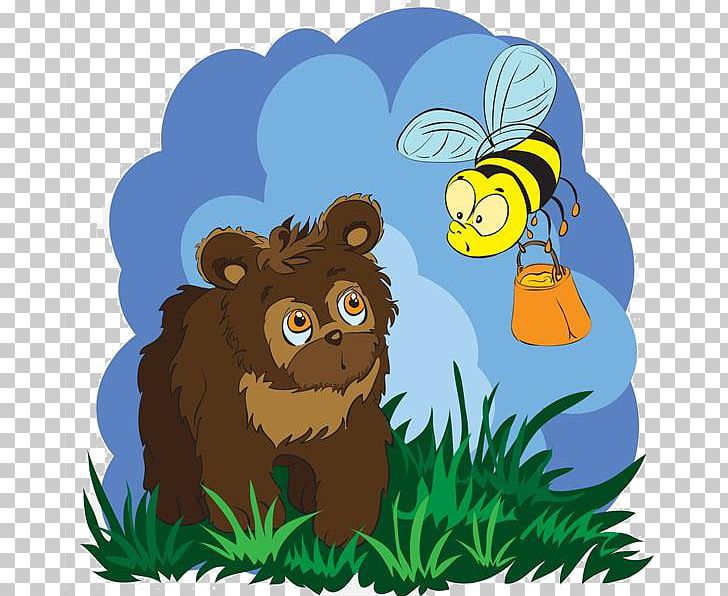 Bee Bear Cartoon Illustration PNG, Clipart, Bee Sting, Big Cats, Carnivoran, Cartoon, Cartoon Character Free PNG Download