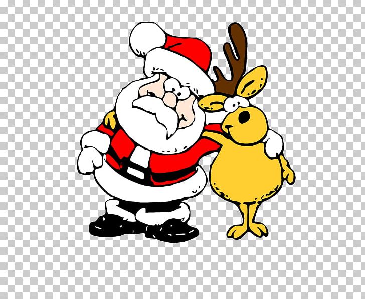 Santa Claus Christmas Reindeer PNG, Clipart, Art, Artwork, Beak, Bird, Cartoon Free PNG Download