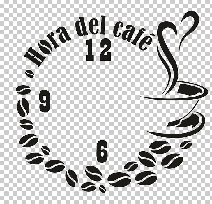 Coffee Cafe Wall Decal Clock Cappuccino PNG, Clipart, Black, Black And White, Brand, Cafe, Calligraphy Free PNG Download