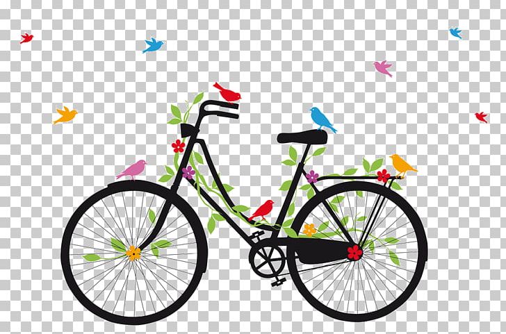Bicycle Flower PNG, Clipart, Area, Bicycle Accessory, Bicycle Frame, Bicycle Part, Bird Vector Free PNG Download