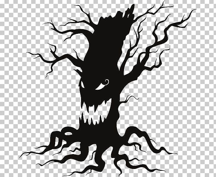 The Halloween Tree Wall Decal PNG, Clipart, Artwork, Black, Black And White, Dragon, Fictional Character Free PNG Download