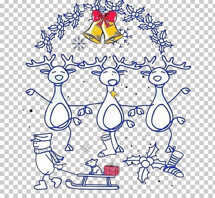 Reindeer Christmas T-shirt PNG, Clipart, Art, Bell, Blue, Branch, Cartoon Free PNG Download