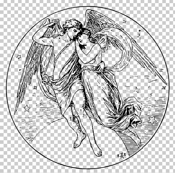 Cupid And Psyche Psyche Revived By Cupid's Kiss Drawing Eros PNG, Clipart, Angel, Art, Artwork, Black And White, Circle Free PNG Download