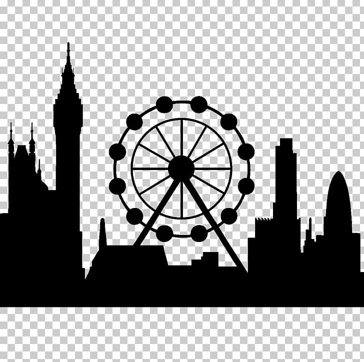 London Eye Wall Decal Sticker Skyline PNG, Clipart, Black, Black And White, Brand, Circle, City Of London Free PNG Download