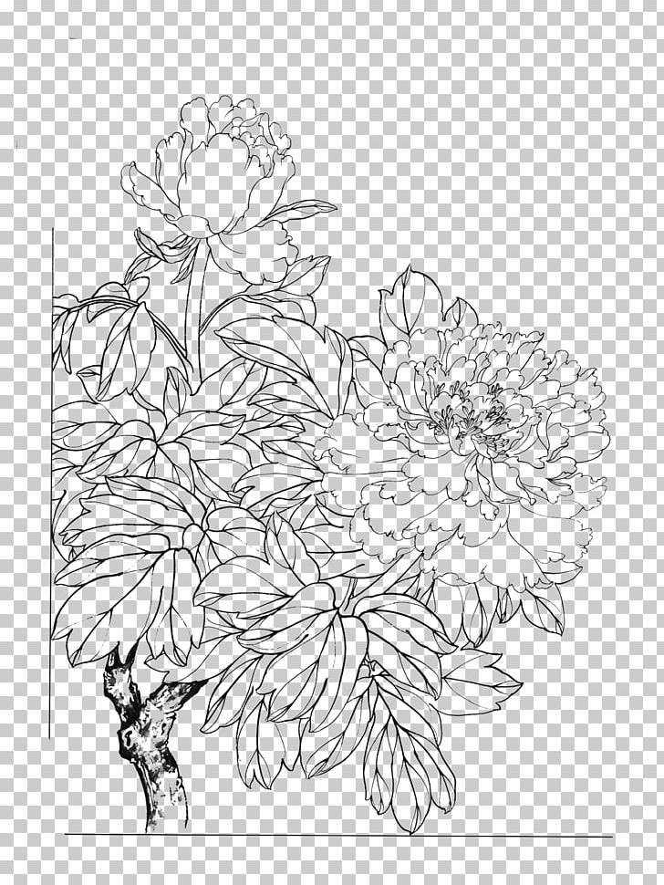 Floral Design Line Art Flower PNG, Clipart, Area, Art, Artwork, Black, Chinese Painting Free PNG Download