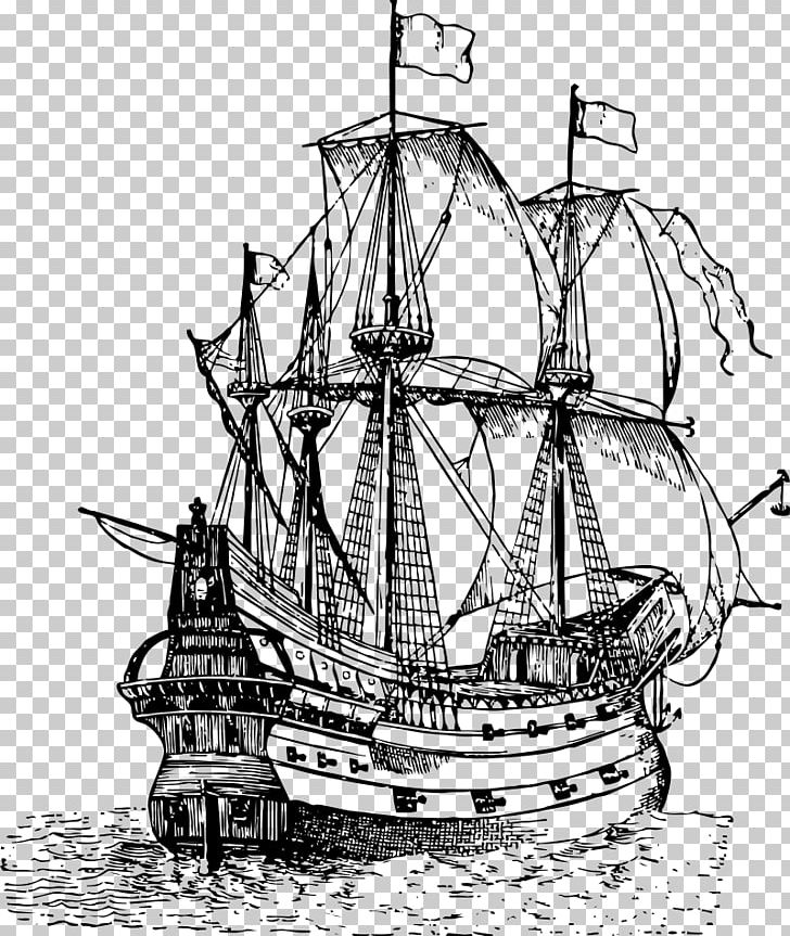 Galleon Drawing Sailing Ship PNG, Clipart, Black And White, Brig, Caravel, Carrack, Dromon Free PNG Download