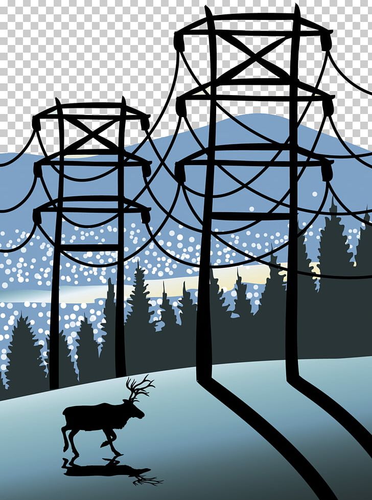 Electricity Electric Power Transmission Tower Illustration PNG, Clipart, Black And White, Branch, Electric, Electrical, Electrical Cable Free PNG Download