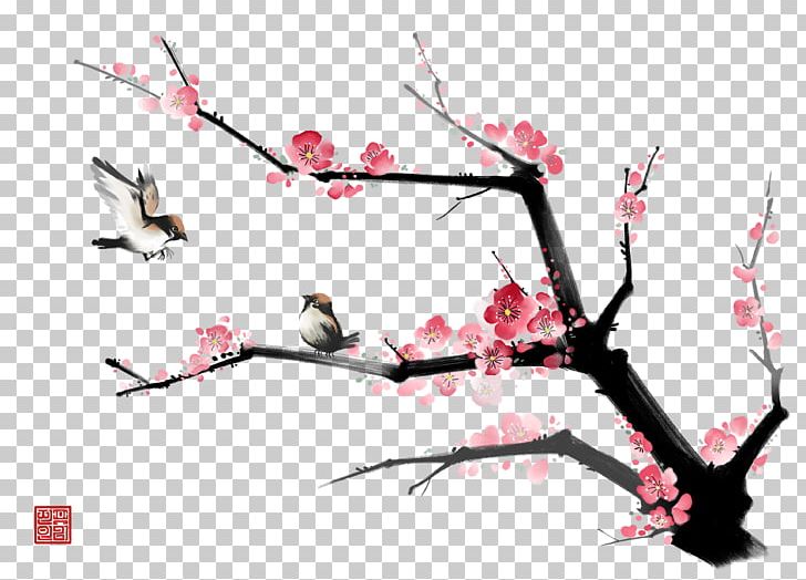 Ink Wash Painting Gongbi Bird-and-flower Painting PNG, Clipart, Birdandflower Painting, Branch, Chinese Lantern, Chinese Style, Download Free PNG Download