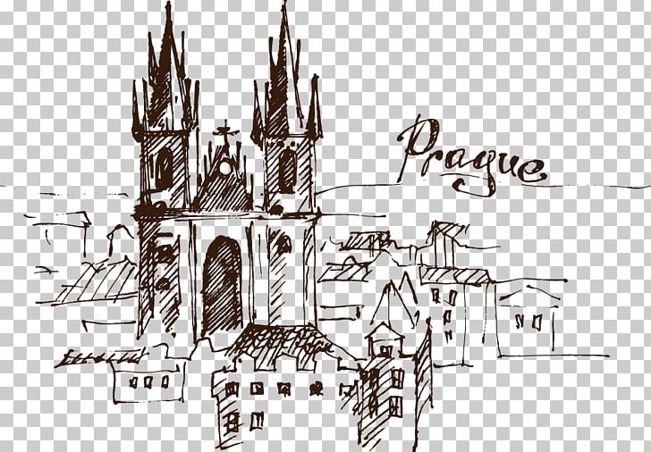 Prague Astronomical Clock Drawing Sketch PNG, Clipart, Angle, Art, Building, Cartoon Castle, Castle Princess Free PNG Download