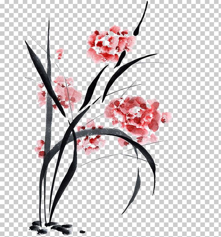 Chinese Painting Ink Wash Painting Chinese Calligraphy Art PNG, Clipart, Blossom, Branch, Calligraphy, Cherry Blossom, Chin Free PNG Download