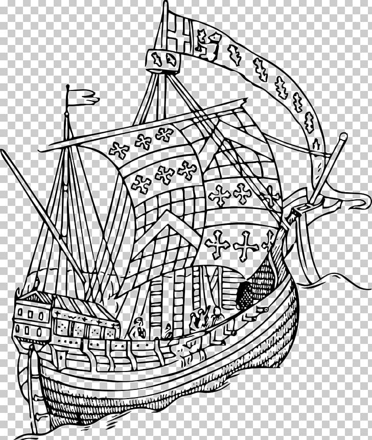 Sailing Ship Boat PNG, Clipart, Artwork, Barque, Black And White, Boat, Caravel Free PNG Download