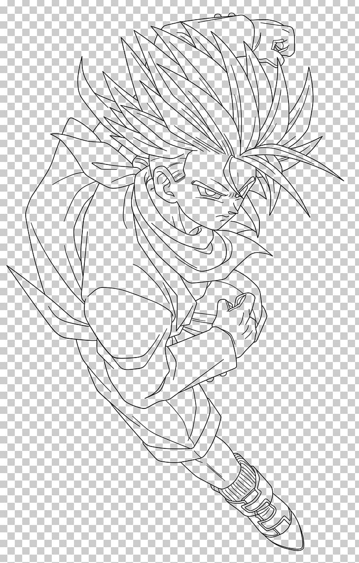 Line Art Trunks Gohan Goku Drawing PNG, Clipart, Arm, Artwork, Black, Black And White, Cartoon Free PNG Download