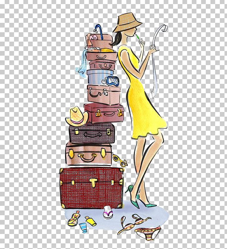 Travel Fashion Illustration Drawing Suitcase Illustration PNG, Clipart, Artwork, Beat, Cartoon, Fashion, Girls Free PNG Download