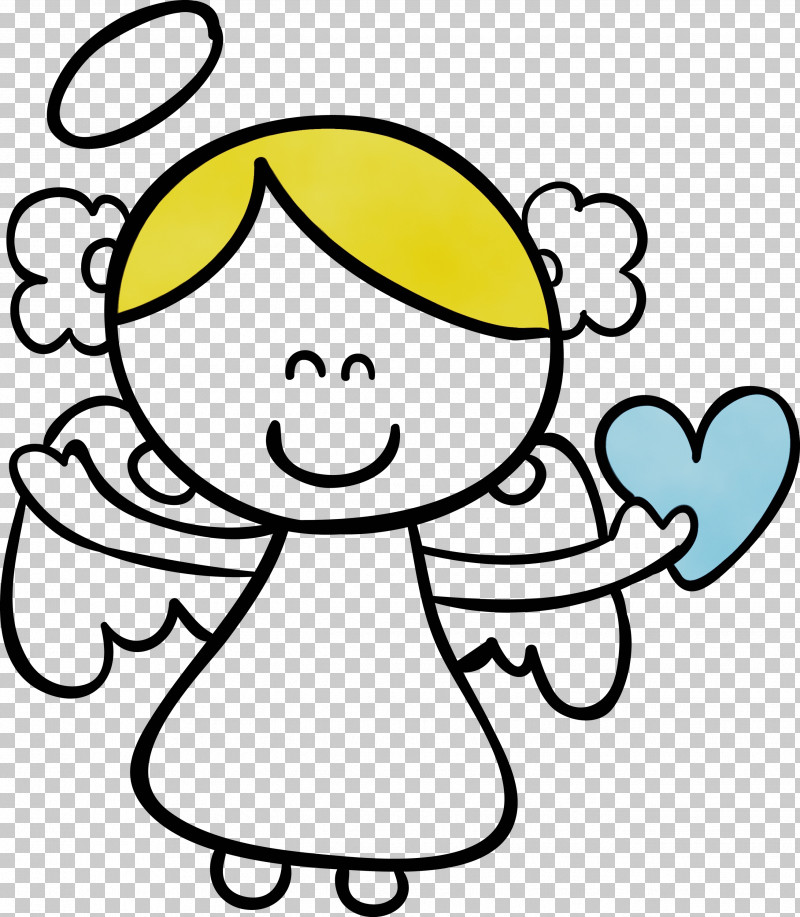 White Cartoon Face Yellow Black PNG, Clipart, Angel, Black, Cartoon, Cheek, Face Free PNG Download