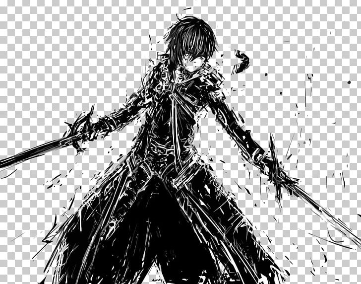 Kirito Sword Of The Berserk: Guts' Rage Sword Art Online Swordsmanship PNG, Clipart, Art, Asuna, Berserk, Black And White, Cartoon Free PNG Download