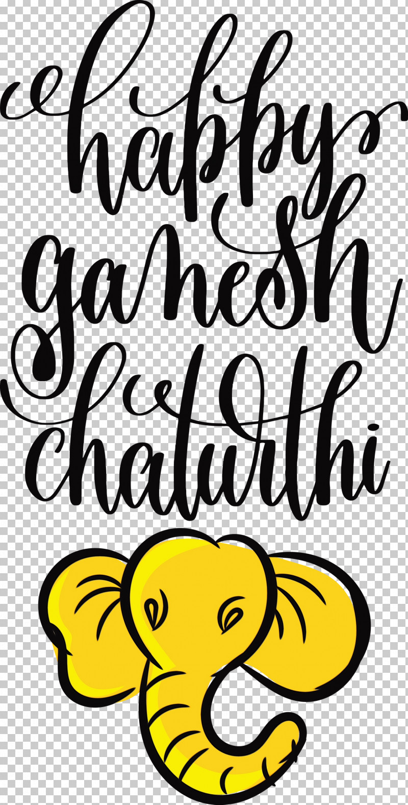 Cartoon Yellow Happiness Smiley Plant PNG, Clipart, Behavior, Biology, Cartoon, Happiness, Happy Ganesh Chaturthi Free PNG Download
